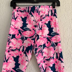 Lilly‎ Pulitzer Maia leggings bottoms pants flamingo floral pink blue girls XL